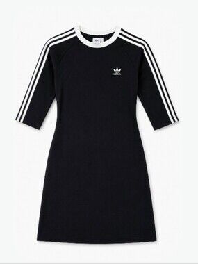 adidas Black Dress with White Three-Stripe Sleeves